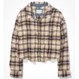 American Eagle Cozy Cabin Cropped Flannel - Size M
